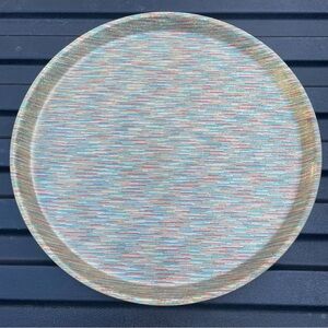 Vtg Camtray Round Fiberglass 14" Serving Tray Iridescent Sparkle Pattern MCM